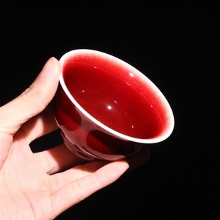 景德镇陶瓷纯手工郎红压手杯个人男女专用主人杯单个茶杯家用茶盏