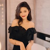 生日晚宴气质小礼服轻奢party高级黑色名媛修身 一字肩鱼尾连衣裙