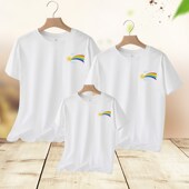 卡通休闲一家四口t恤定制校服毕业幼儿园班服短袖 彩虹亲子装 夏装