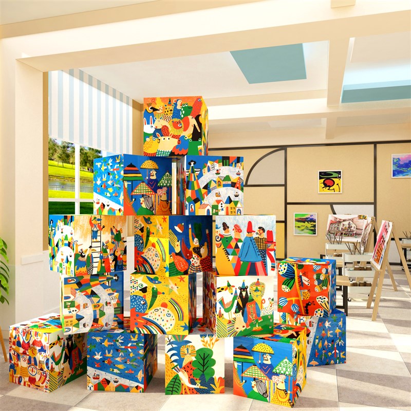 美术教室布置装饰贴纸画幼儿园环创主题互动成品机构文化墙面展示