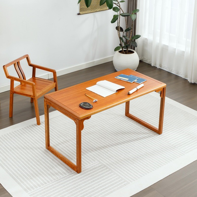 新中式实木书桌办公桌家用电脑桌花梨木写字台书房书法桌书画桌子