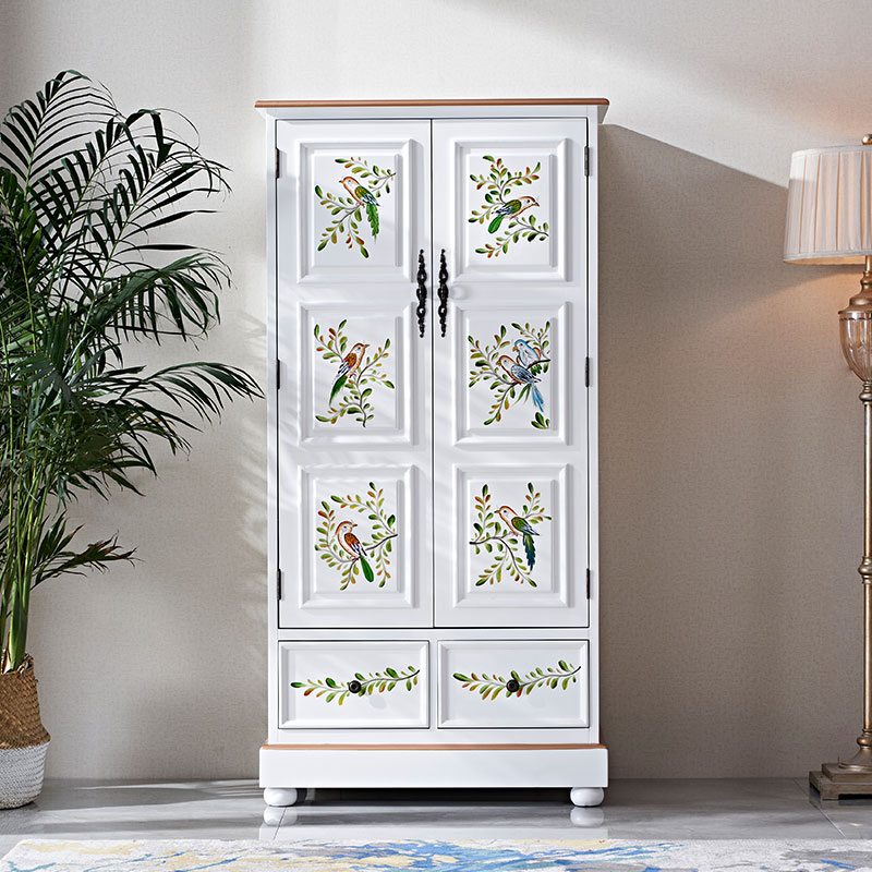 80厘米美式家用卧室小衣柜双门储物柜抽屉儿童收纳柜阳台进门玄关