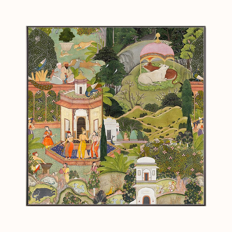 法式复古客厅装饰画中古风方形油画入户玄关走廊过道壁画餐厅挂画图片