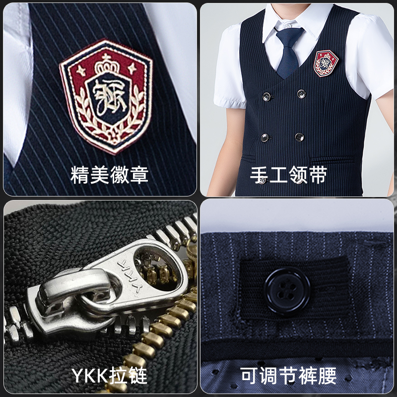 儿童礼服男童西装花童小西服马甲套装三件套男夏季钢琴表演演出服