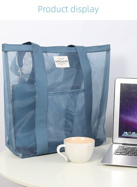 旅行休闲手提袋袋单层拉链袋学习袋大容量a4灰色海边游泳沙滩收纳