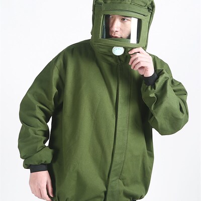 喷砂服打砂衣帆布加厚油漆涂料冲砂喷沙服裤子分连体防护服打磨帽
