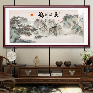 天道酬勤挂画水墨画中式客厅装饰画老板办公室茶室字画大气山水画