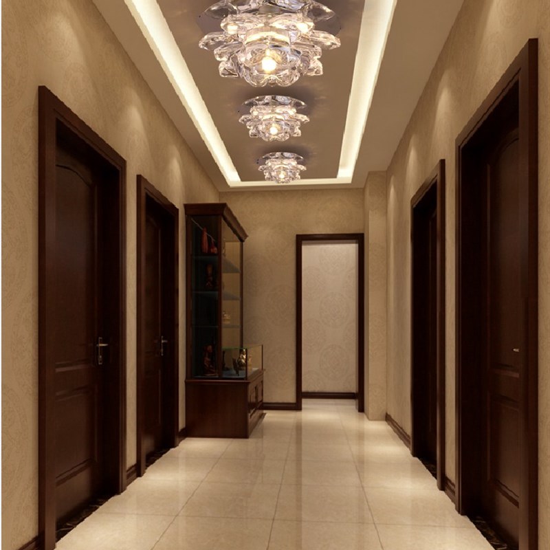 水晶玄关灯走廊创意天花射灯led孔灯筒灯过道灯走道灯入户灯