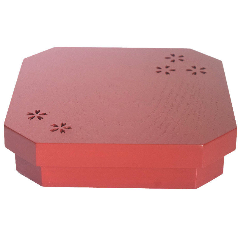 红色实木樱花盒子 木盒子 糖果盒 零食盒子 便当盒 日式