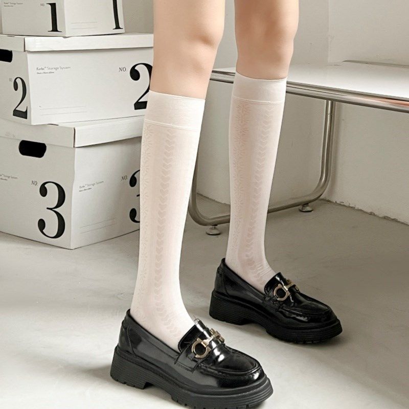 黑色丝袜小腿袜女夏季薄款菱形格jk工作服不勾丝白色玻璃丝及膝袜,女士内衣/男士内衣/家居服,连裤袜/打底袜,淘宝优惠券,粉丝福利购,淘宝优惠卷