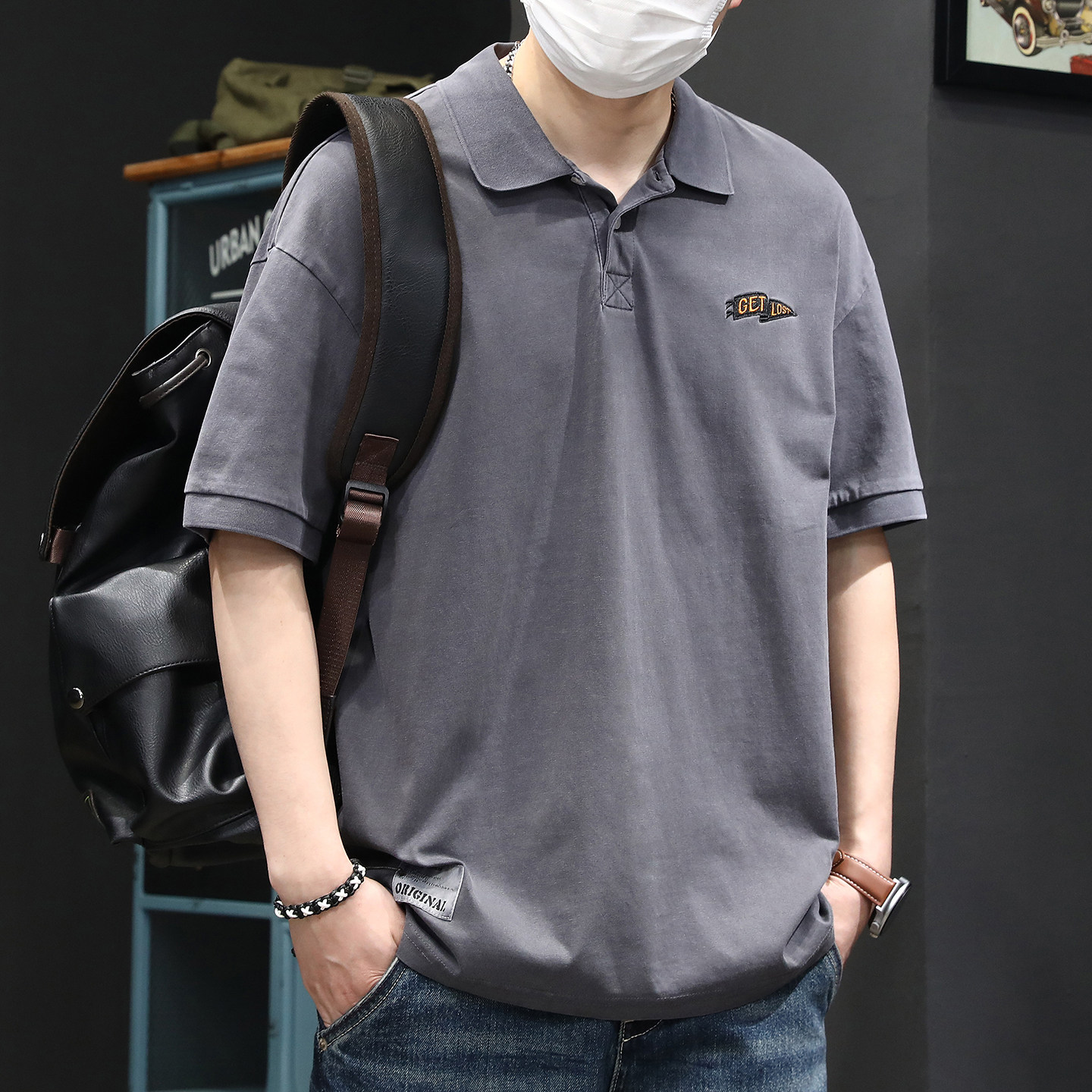 美式重磅复古水洗刺绣POLO衫男士夏季翻领短袖t恤宽松半袖保罗衫,男装,Polo衫,淘宝优惠券,粉丝福利购,淘宝优惠卷