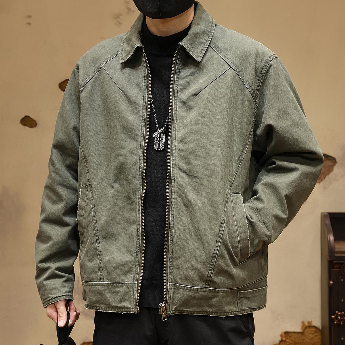 古先森美式复古重磅水洗纯棉夹克