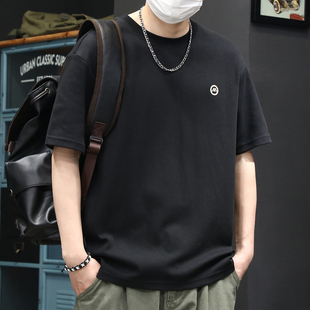 2026夏季新款重磅刺绣短袖T恤男宽松休闲上衣男款潮流圆领体恤衫