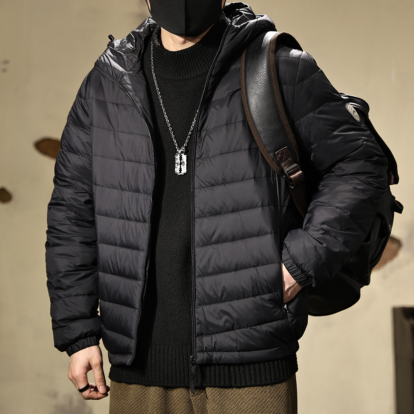 【美式秋冬季新款连帽羽绒服男】