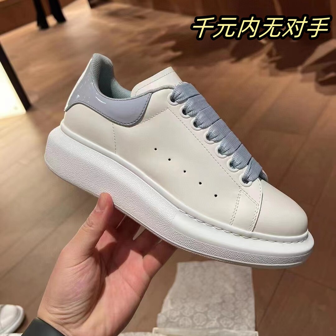 莞产高定版 阿诗曼麦昆2024新款小白鞋男女鳄鱼纹黑尾厚底内增高