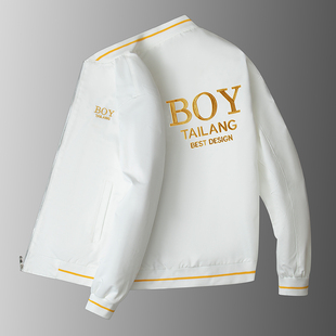 休闲棒球领外套潮男靓仔绣花上衣 时尚 春秋季 刺绣BOY夹克男新款