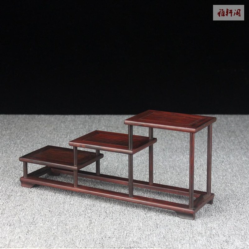 红酸枝微凹黄檀连台展示架工艺品盆景摆件紫砂P壶底座红木小博古