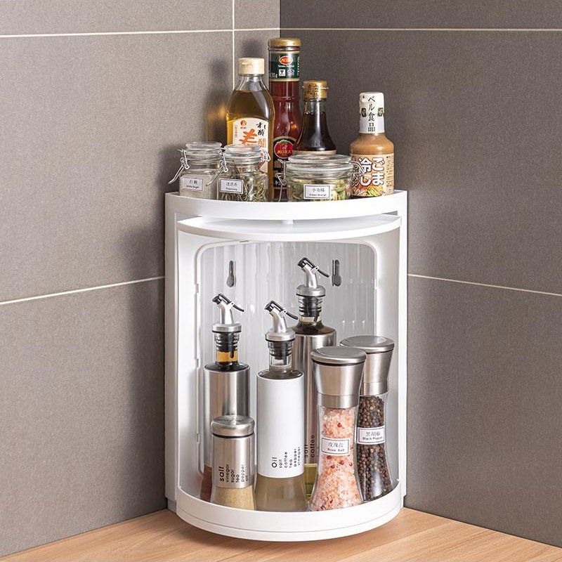 壁挂式厨房旋转三角收纳架油盐y酱醋调料墙角储物柜厨房转角置物,厨房/烹饪用具,厨房置物架/置物柜/角架,淘宝优惠券,粉丝福利购,淘宝优惠卷
