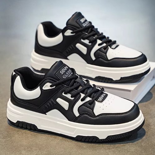 酷森马蜂窝男鞋冬季潮牌百搭运动休闲黑白熊猫板鞋厚底增高男鞋