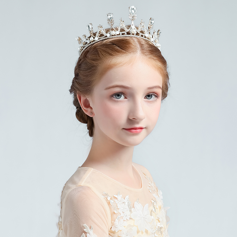 儿童皇冠公主女童生日公主裙礼服头饰水晶王冠饰品演出表演服配饰