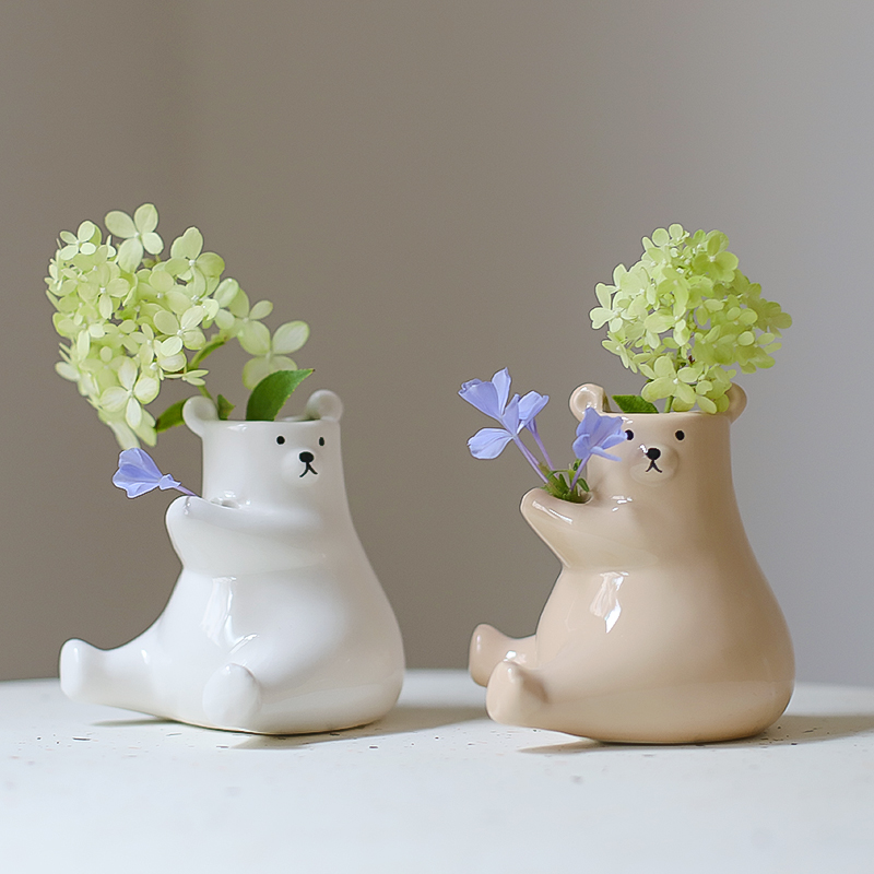 创意办公室客厅室内桌面水培植物陶瓷小花盆迷你卡通可爱艺术摆件