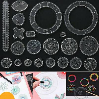 22pcs Spirograph Drawing Toys Set Interlocking Gears & W