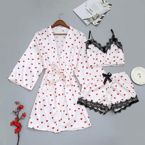 The new pajamas condole belt three-piece suit 女士睡衣三件套