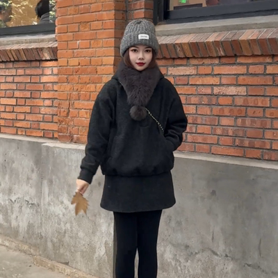 韩系高级感气质卫衣半身裙套装女