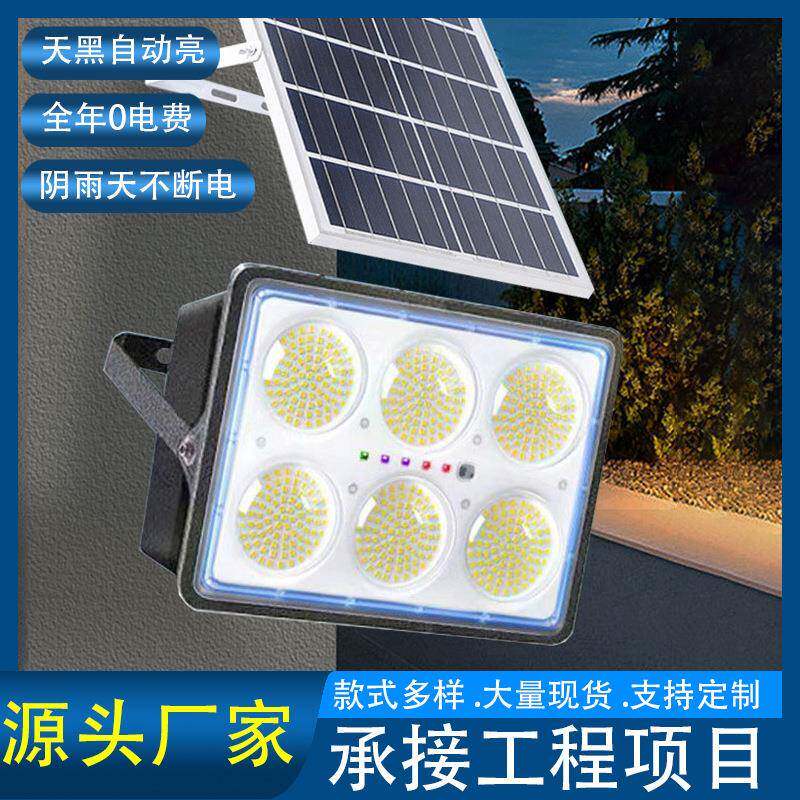 新款大灯珠太阳能投光灯户外照明灯圆形大眼睛防水家用cob庭院灯