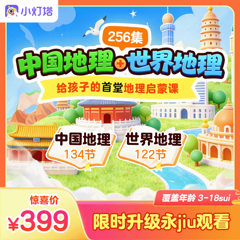 256节中国地理+世界地理 少儿科普动画，每天8分钟