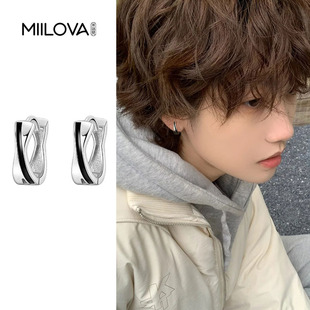 夏日小众设计百搭耳钉艺术生简约美式独特耳环男士酷帅耳圈个性潮