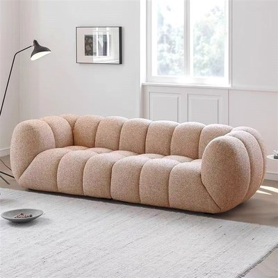 意式极简设计师网红休闲沙发创意B布艺沙轻奢墅客厅直排三人位沙