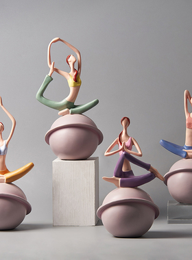 现代简约瑜伽女可爱小q摆件酒柜玄关电视柜轻奢房间布置装饰品摆