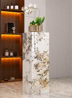 经典潘多拉岩板花架家居客厅玄关过D道摆件装饰底座酒店会所展示