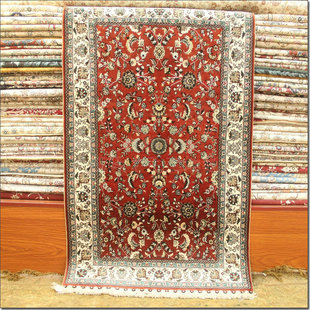红系波斯手工真丝地毯 出口海外经典 毯译 76x122厘米