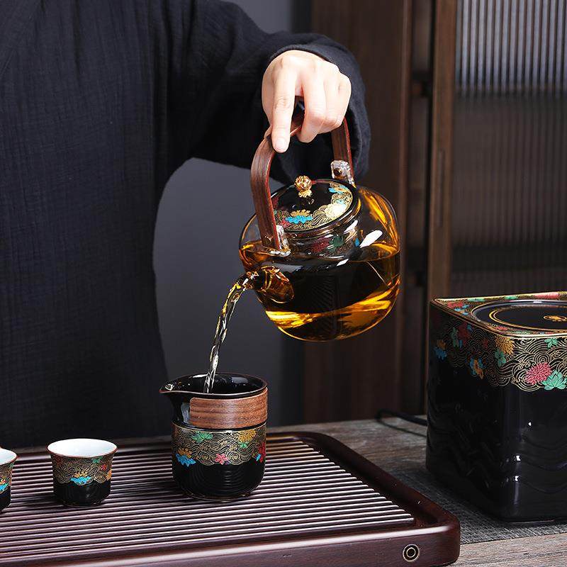 蒸煮茶壶电陶炉加热玻璃烧水壶家用茶具全自动小型围炉煮茶器套装,特色手工艺,其他特色工艺品,淘宝优惠券,粉丝福利购,淘宝优惠卷