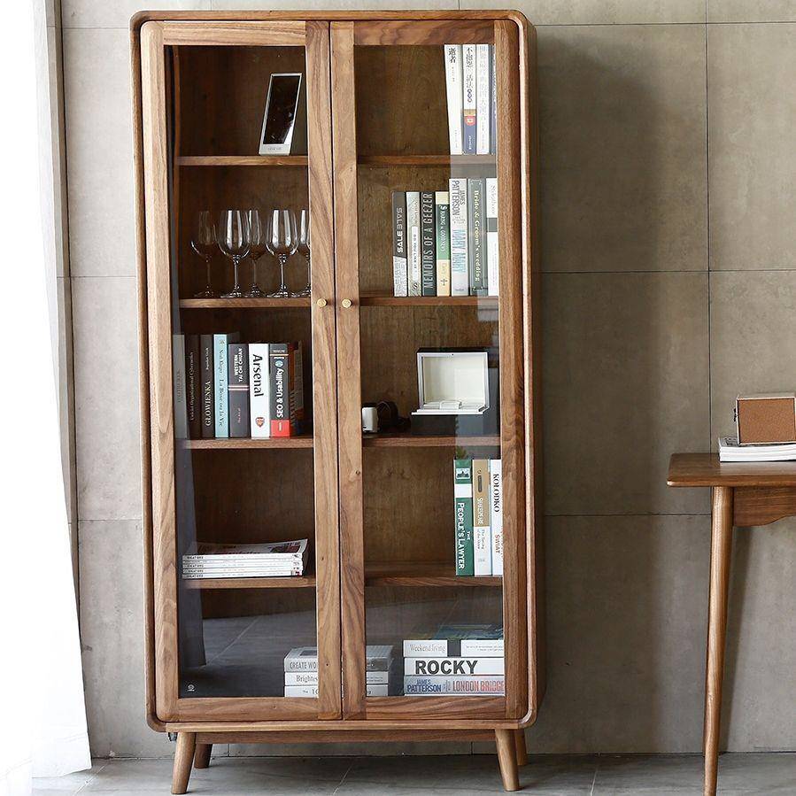 北美黑胡桃木书柜全实木北欧简约收纳置物柜客厅书架书柜