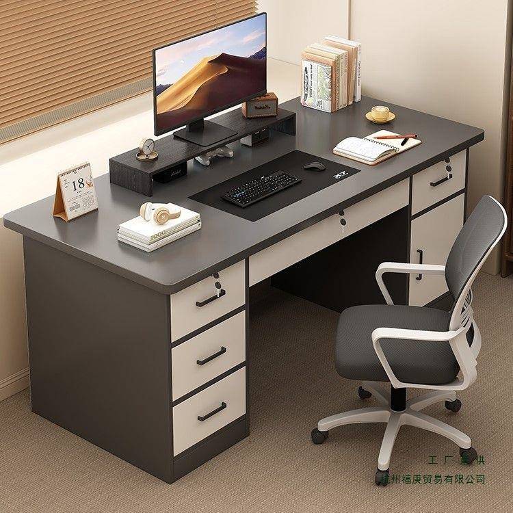 电脑桌台式带抽屉简约现代卧室办公桌椅带柜书桌学生家用写字桌子