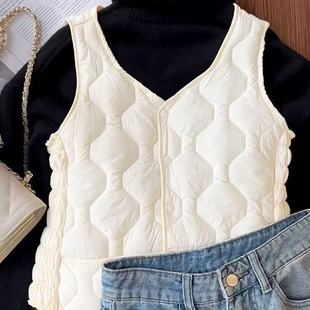 2025小红书爆款 背心内外穿百搭内胆 秋冬羽绒棉马甲女加绒保暖短款