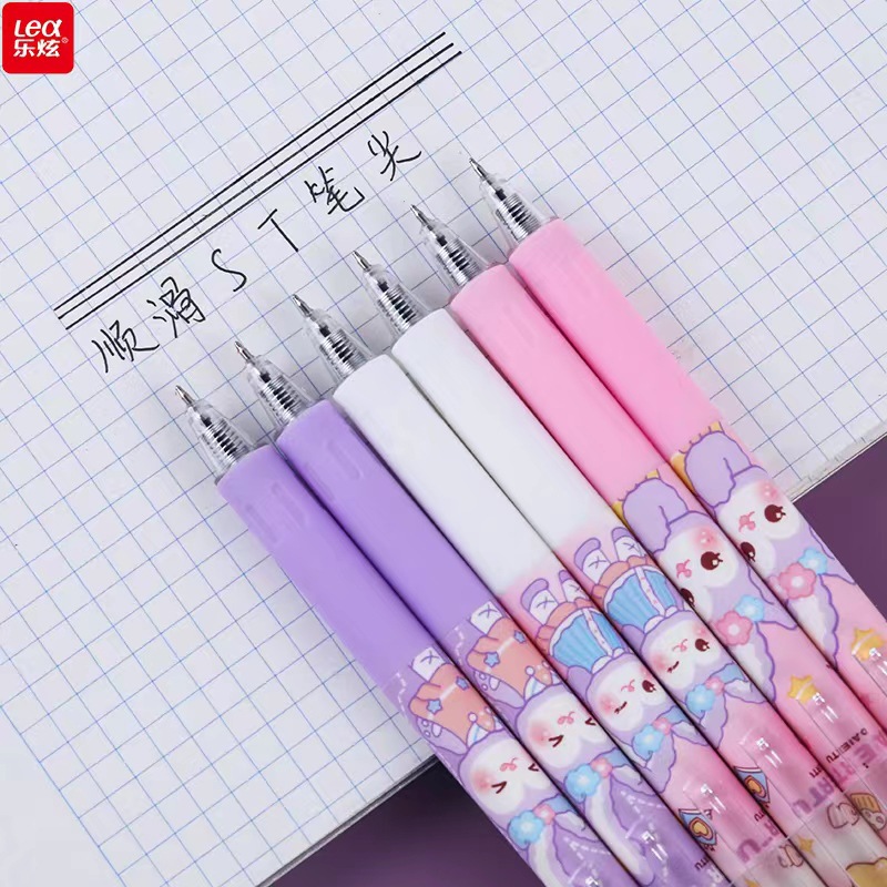 乐炫速干0.5黑色学生按动笔卡通ins可爱风高颜值笔中性笔文具