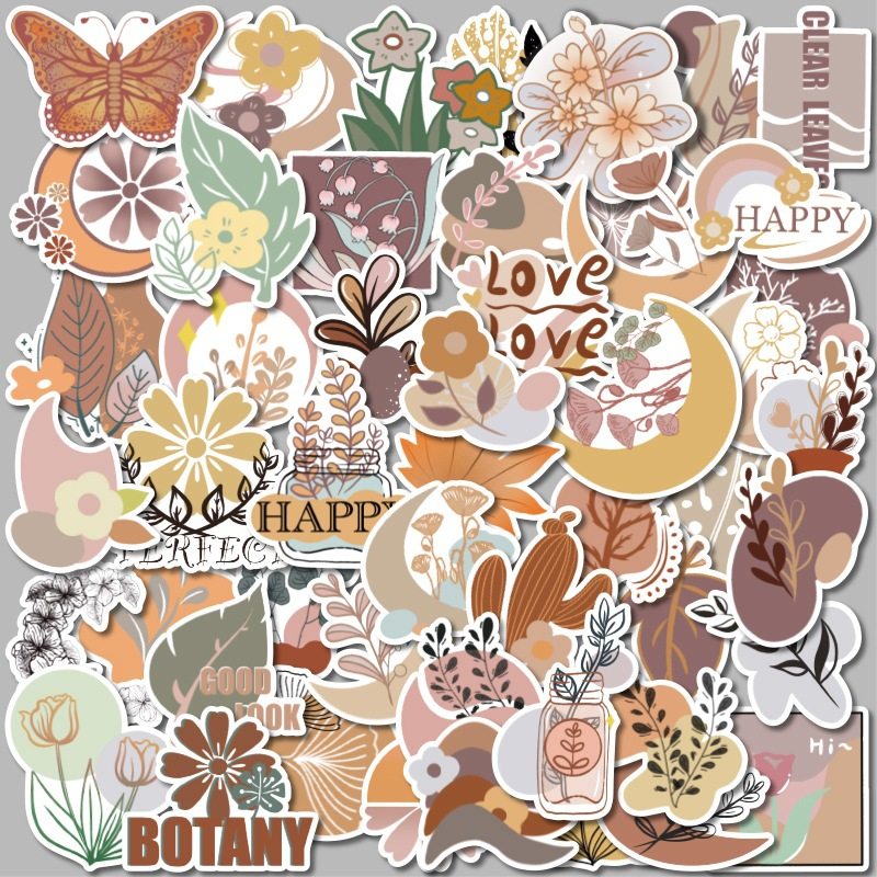 50枚波西米亚二手账网红贴画行李箱笔记本电脑手机壳ipad水杯贴