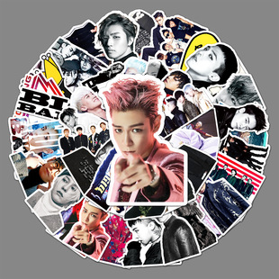50张bigbang涂鸦个性 韩国明星应援周边DIY手账本行李箱贴纸