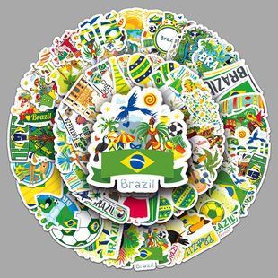 50张巴西brazil户外旅行风景打卡可爱卡通防水装 饰手账本贴纸