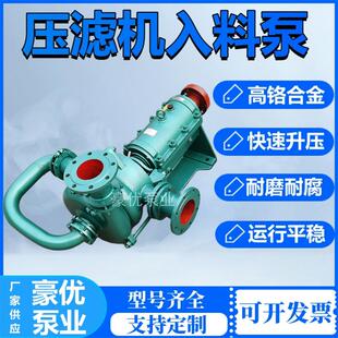 双叶轮渣浆泵污泥压榨泵耐磨增压给料泵 板框压滤机入料泵卧式
