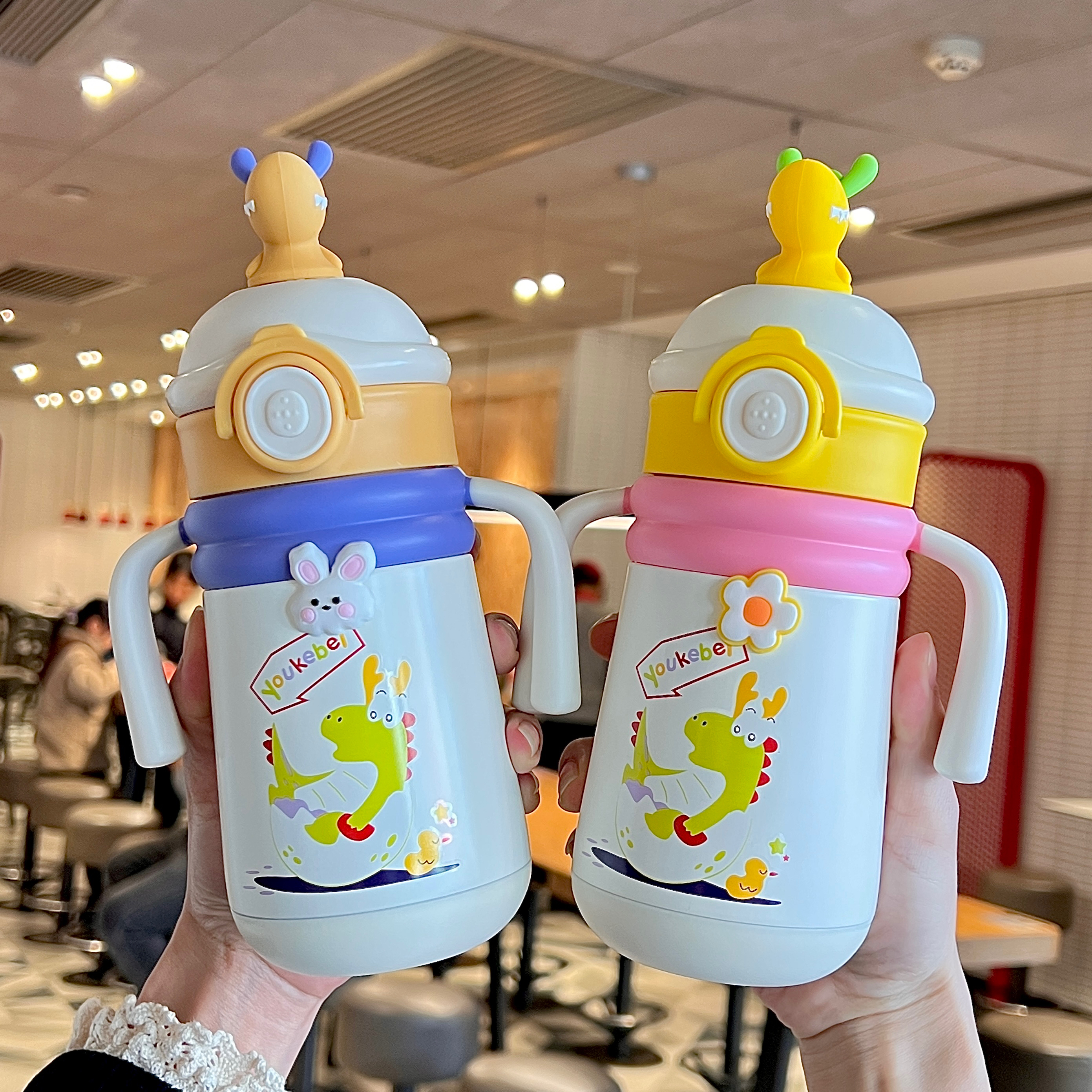 儿童保温杯婴儿喝水吸管杯6个月以上防呛学饮杯不锈钢水壶幼儿园