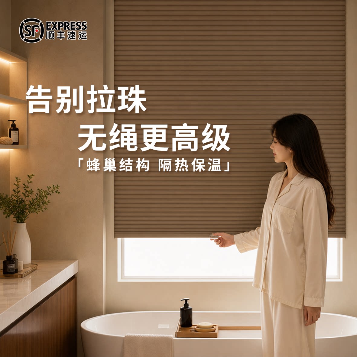 无拉绳蜂巢帘免打孔全遮光百叶窗帘卧室客厅蜂窝巢帘卫生间风琴帘图片