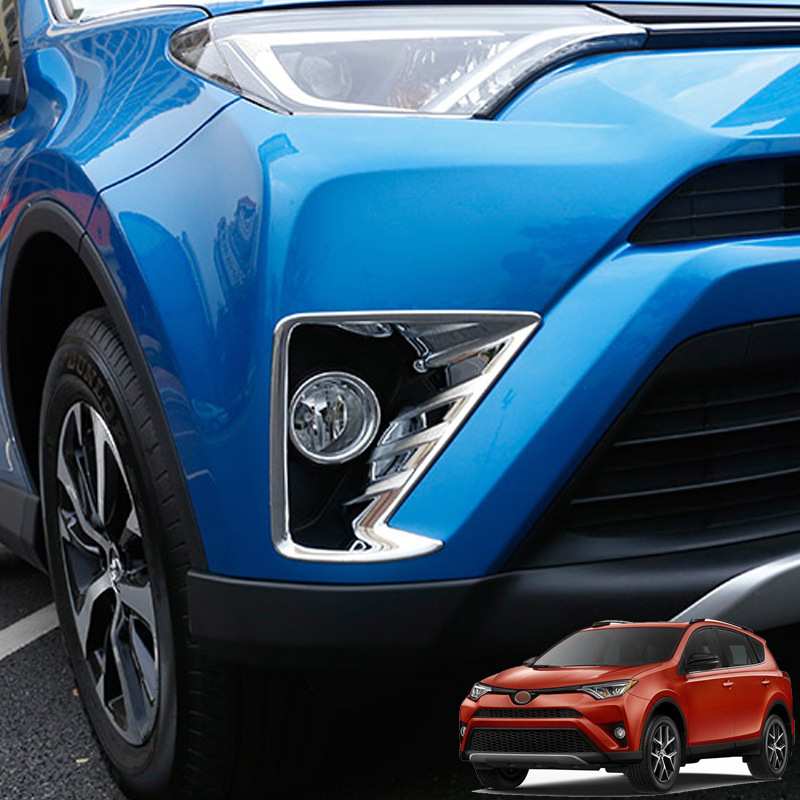 适用于丰田16款RAV4前雾灯框电镀 16RAV4荣放前后雾灯专用改装