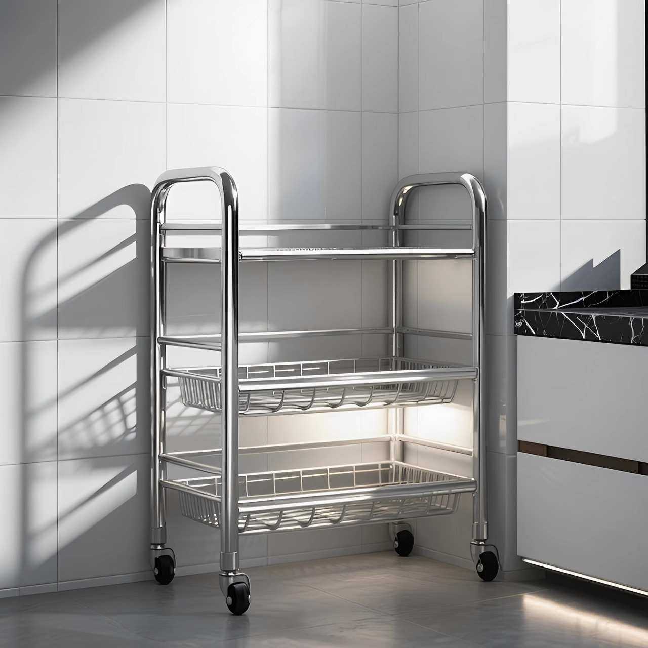 不锈钢厨房置物架水果蔬菜篮多层家用放菜移动落地收纳架一件,模玩/动漫/周边/娃圈三坑/桌游,模型制作工具/辅料耗材,淘宝优惠券,粉丝福利购,淘宝优惠卷