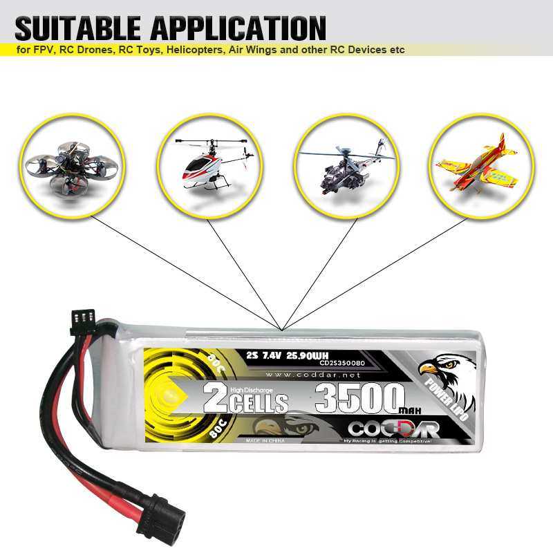 CODDAR鹰氪3500MAH 2S 7.4V 80C船模RC车模航模固定翼锂电池LIPO