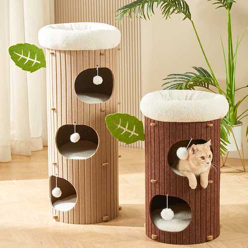 猫爬架猫窝猫树一体冬季保暖猫抓板桶双层冬天多猫多层树洞猫咪窝